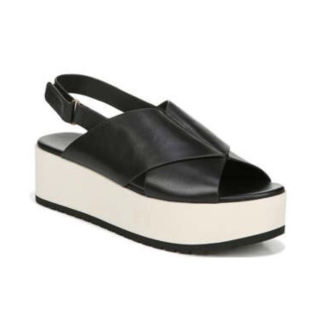 Vince Black and Cream Platform Slingback Sandals